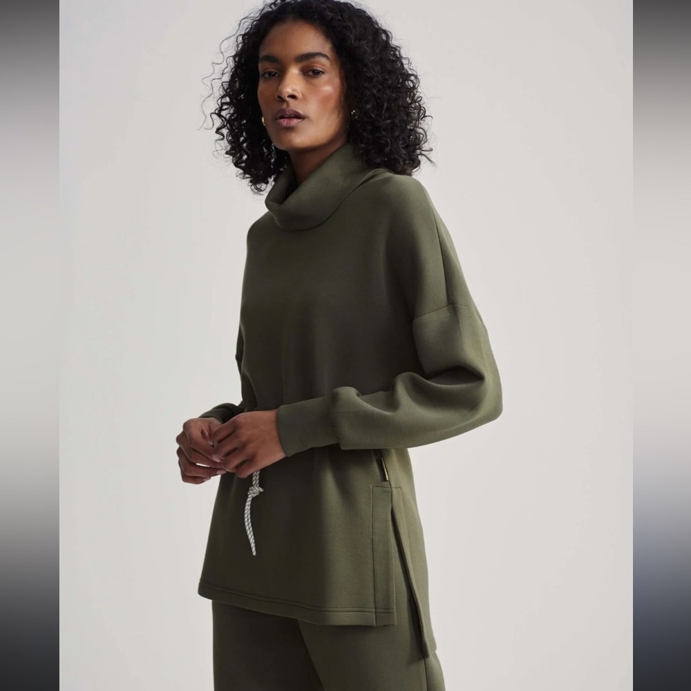 EUC Varley DoubleSoft olive green drawstring waist Freya sweatshirt Large L - Picture 2 of 8